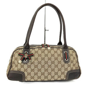 Gucci Boston Bag Sherry Canvas Leather Brown